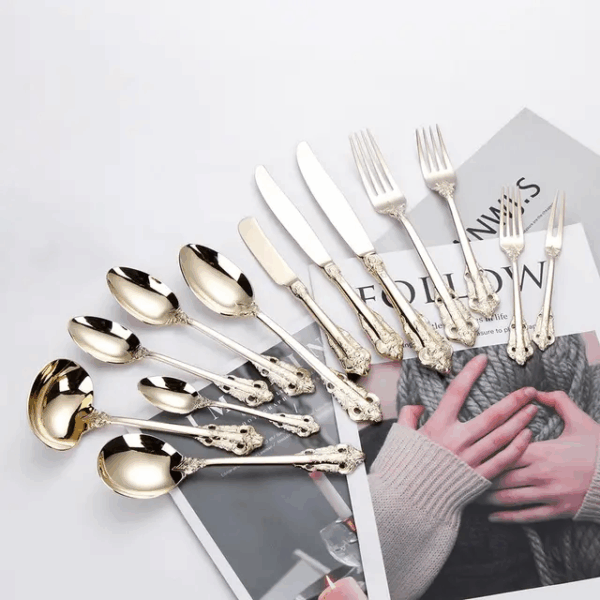 piece luxury stainless steel silverware set