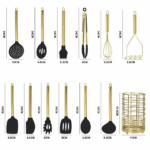 38 piece Black And Gold Silicone Kitchen Utensils Set - Image 4