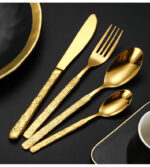 4 Piece Stainless Steel Titanium Plating Goldware Cutlery Set