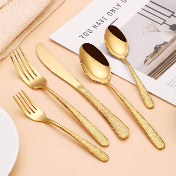 5 Piece Stainless Steel Hammered Goldware Set