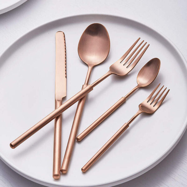 5 Piece Rose Gold Stainless Steel Cutlery Set