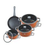 7 Piece Orange Die Cast Iron Cookware set - Image 2