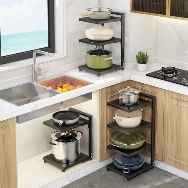 Adjustable multi-layer pot rack