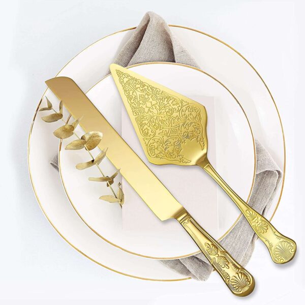 Gold Vintage Cake Knife and Server Set
