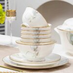 Porcelain Ceramic Nordic colour glaze gold rim Tableware sets - Image 6