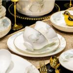 Porcelain Ceramic Nordic colour glaze gold rim Tableware sets - Image 5