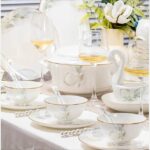 Porcelain Ceramic Nordic colour glaze gold rim Tableware sets - Image 3