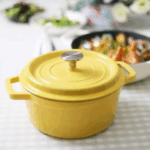 Yellow enamel cast iron cookware