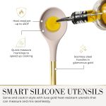 Styled settings 7-Piece Beige & Gold Kitchen Utensils Set – Non-Toxic Silicone & Stainless Steel Tools for Cooking, Serving, & Hosting – Ideal for Nonstick Cookware & Modern Kitchens, with Gold Utensil Holder - Image 6