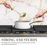 Styled settings 7-Piece Beige & Gold Kitchen Utensils Set – Non-Toxic Silicone & Stainless Steel Tools for Cooking, Serving, & Hosting – Ideal for Nonstick Cookware & Modern Kitchens, with Gold Utensil Holder - Image 4