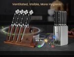 CoquusAid Steak Knives Set of 8 with Block Built-in Sharpener, 4.8 Inch Non Serrated Razor-Sharp Durable Dinner Knives, German Stainless Steel Damascus - Image 4