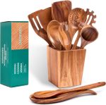 11-Piece Natural Acacia Wooden Cooking Utensils Set 3