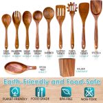 11-Piece Natural Acacia Wooden Cooking Utensils Set 3 - Image 2
